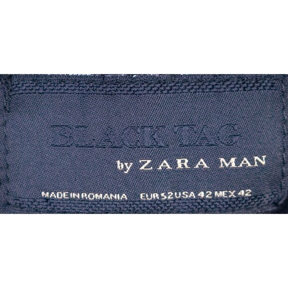 Zara Bazer Mens Sz 42 Herringbone Blue Silver Buttons Sport Coat Jacket Blazer - Picture 11 of 15